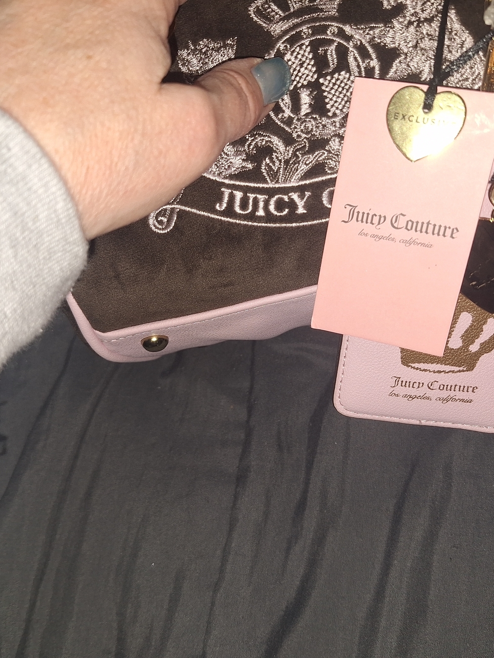 EXCLUSIVE Juicy Couture Pink & Brown Velvet Dome Bowler Bag - Picture 3 of 8